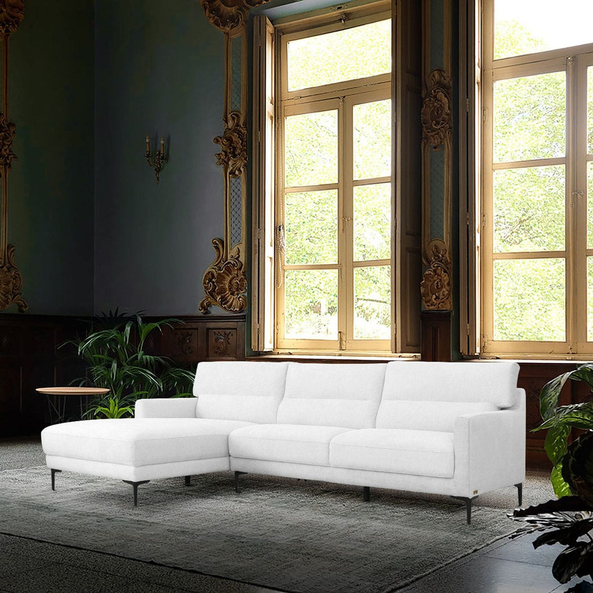 Divani Casa Paraiso - Modern White Fabric Left Facing Sectional Sofa