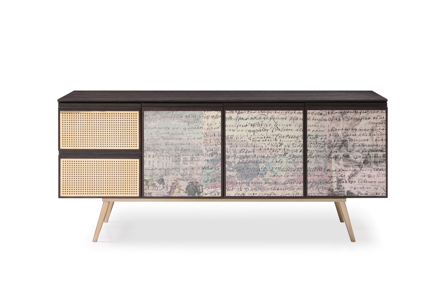 Modrest Phelan - Modern Smoked Ash & Brass Buffet