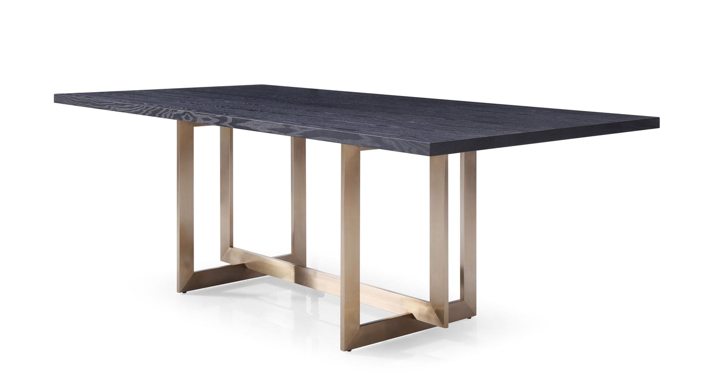 Modrest Pike - Modern Black Ash & Brass Dining Table