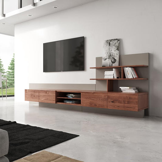 Nova Domus Pompeii Contemporary Grey & Walnut TV Stand