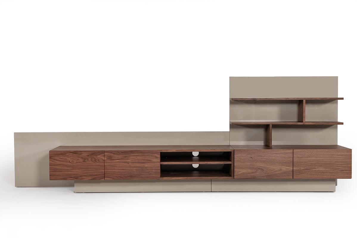 Nova Domus Pompeii Contemporary Grey & Walnut TV Stand