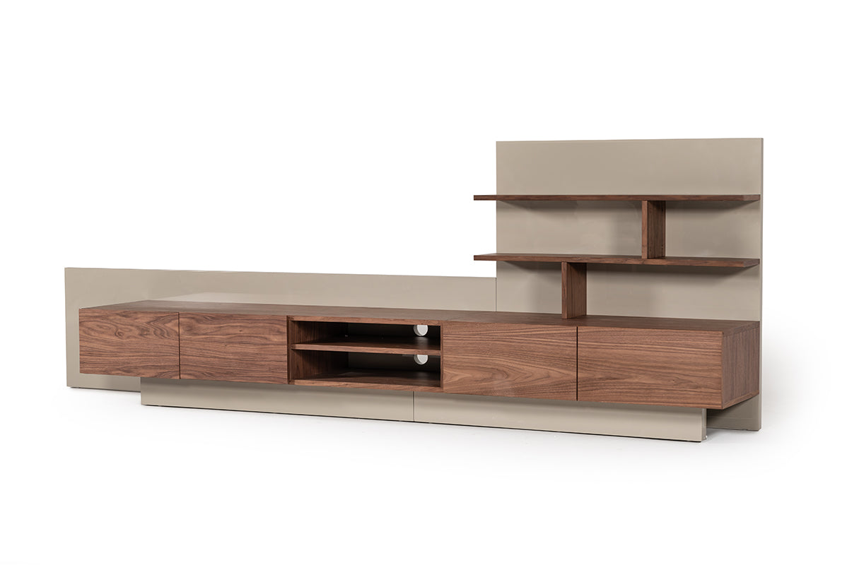 Nova Domus Pompeii Contemporary Grey & Walnut TV Stand