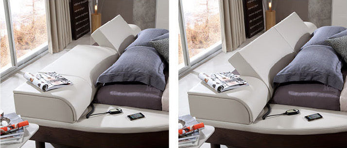 Modrest Portofino - Adjustable Leatherette Bed with Built-In Nightstands