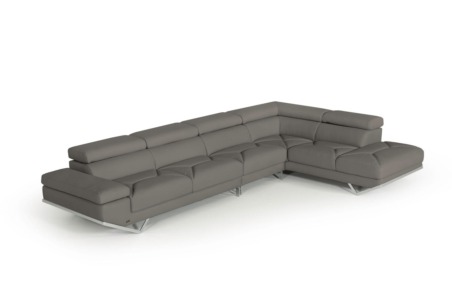Divani Casa Quebec - Modern Dark Grey Eco-Leather Right Facing Sectional Sofa