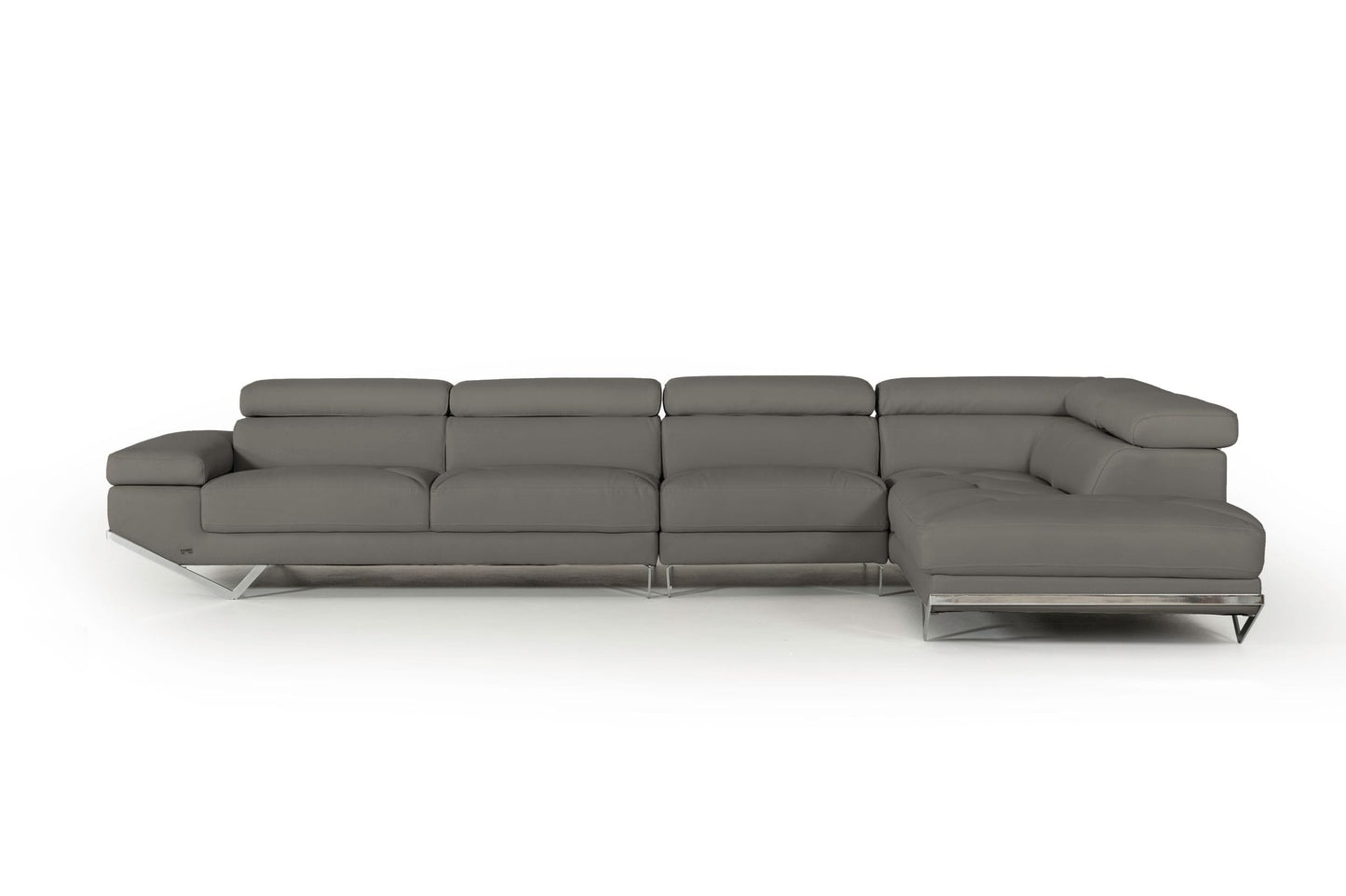 Divani Casa Quebec - Modern Dark Grey Eco-Leather Right Facing Sectional Sofa