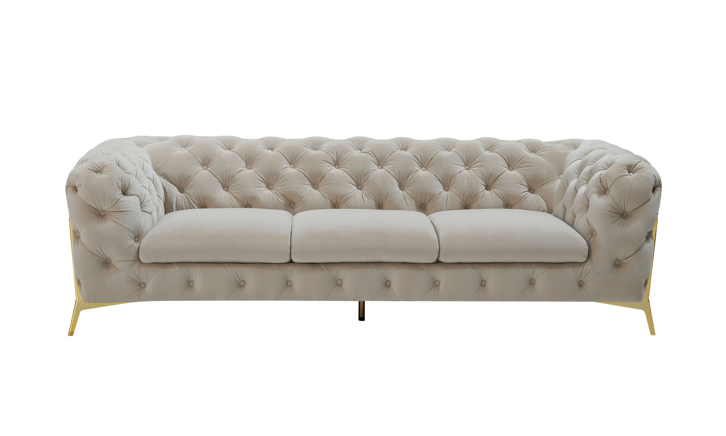 Divani Casa Quincey - Transitional Beige Velvet Sofa
