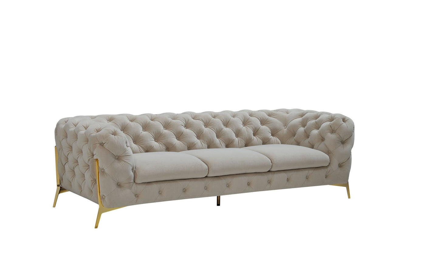 Divani Casa Quincey - Transitional Beige Velvet Sofa