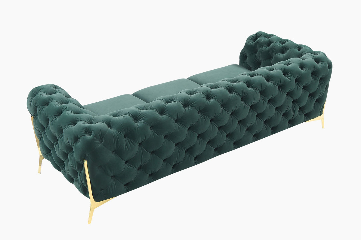 Divani Casa Quincey - Transitional Emerald Green Velvet Sofa