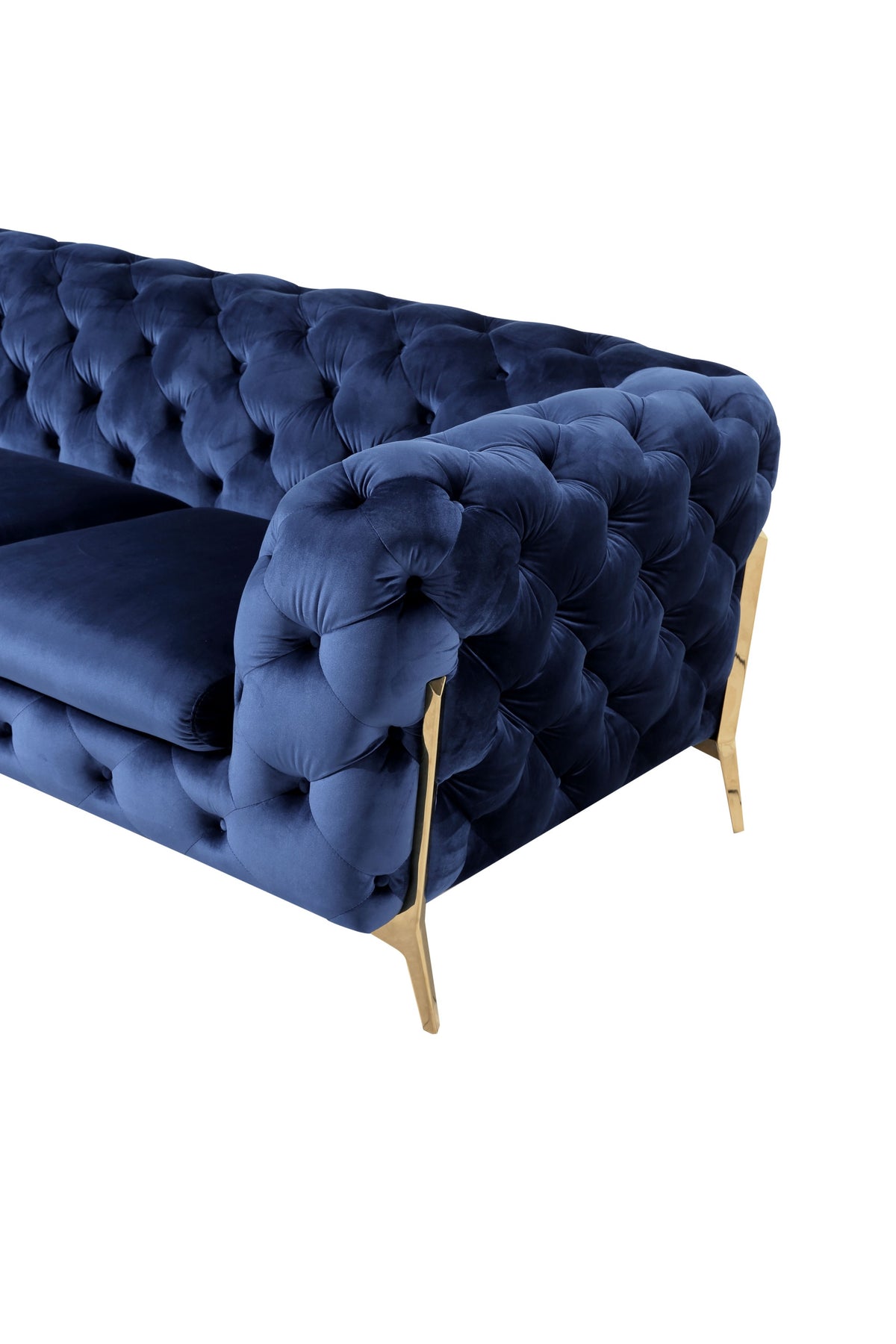 Divani Casa Quincey - Transitional Blue Velvet Sofa