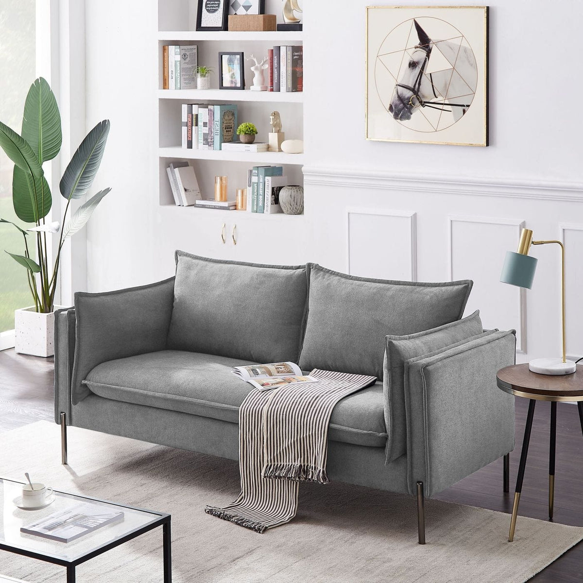 Divani Casa Randolf - Modern Grey Fabric Sofa