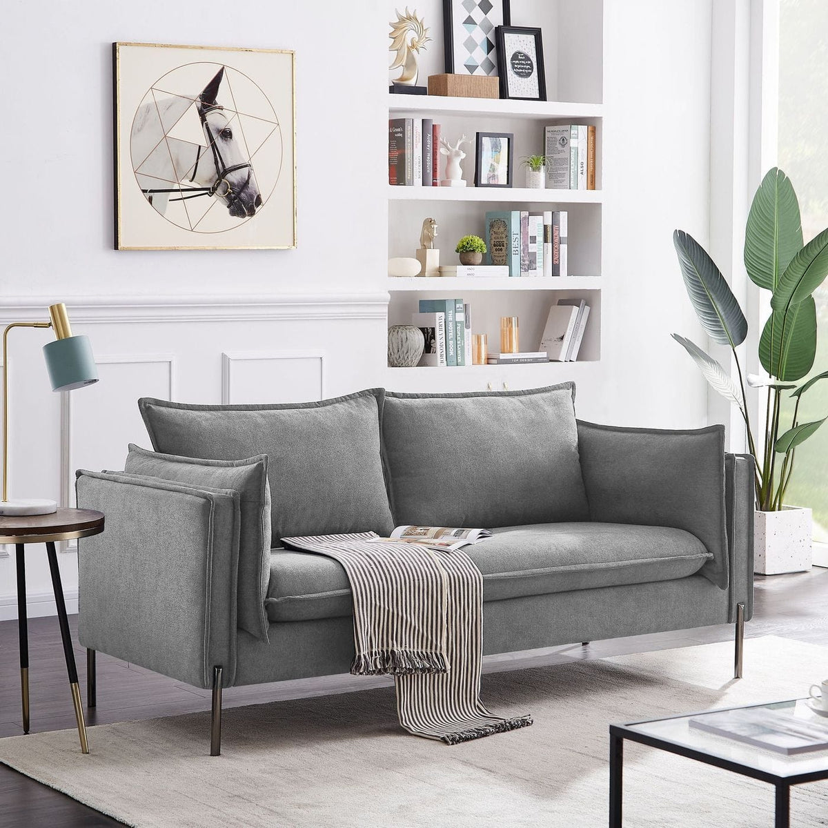 Divani Casa Randolf - Modern Grey Fabric Sofa