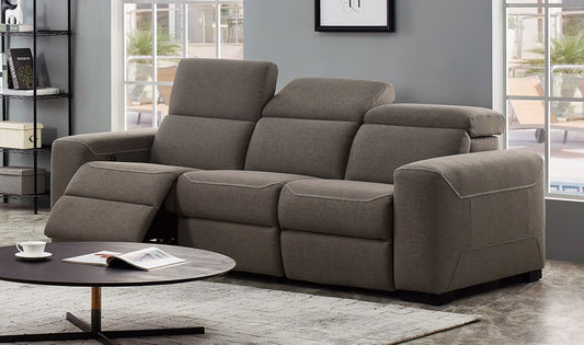 Divani Casa Raywick Modern Brown Fabric Sofa w/ 2 Recliners