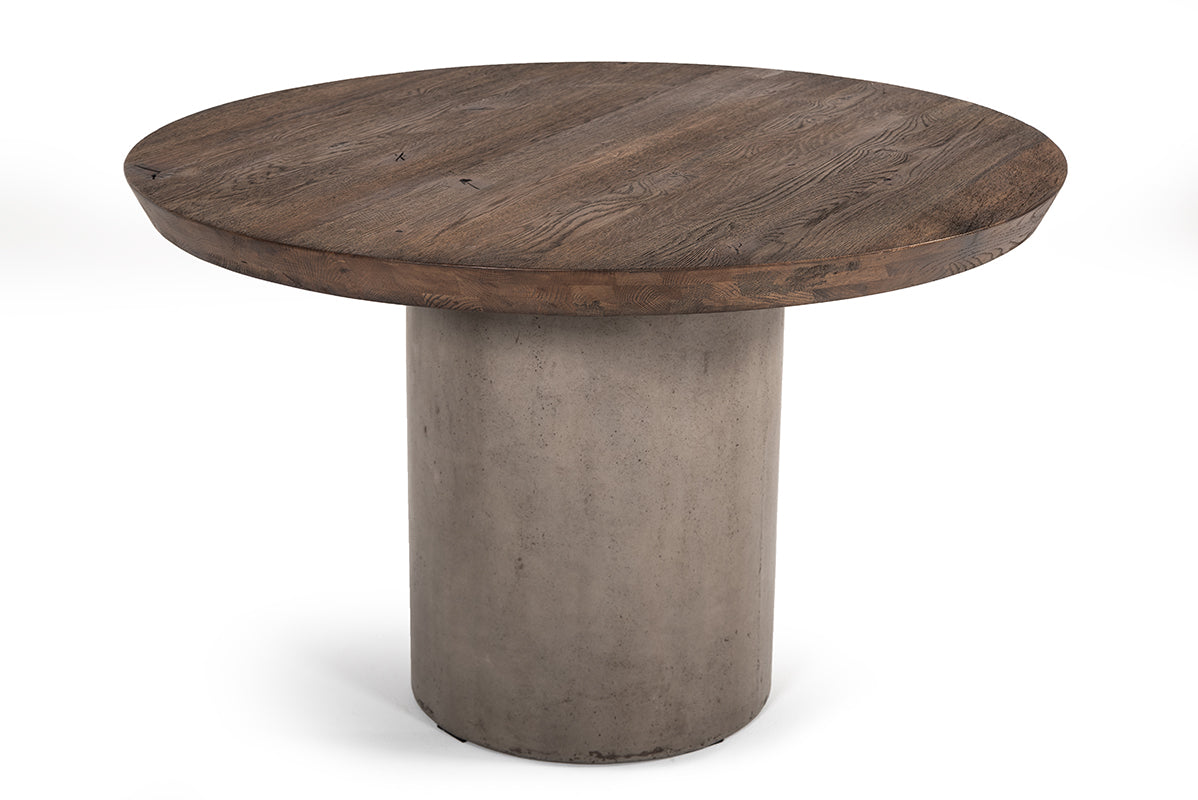 Modrest Renzo Modern Round Oak & Concrete Dining Table