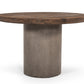 Modrest Renzo Modern Round Oak & Concrete Dining Table