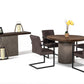 Modrest Renzo Modern Round Oak & Concrete Dining Table