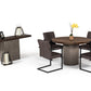 Modrest Renzo Modern Round Oak & Concrete Dining Table