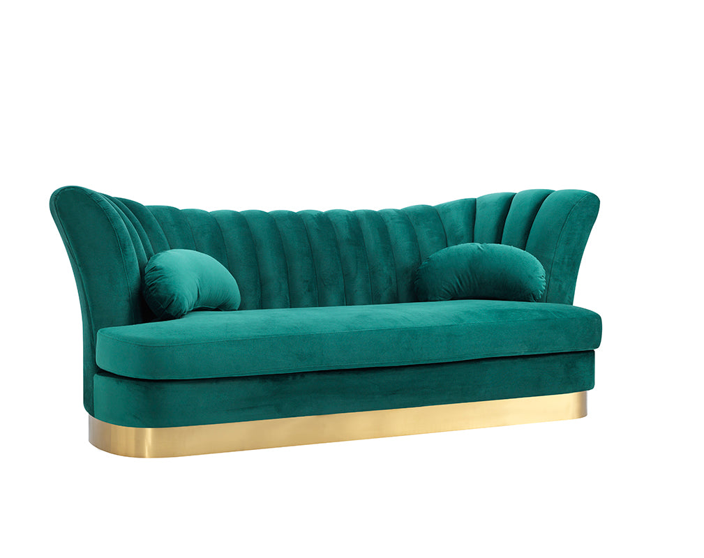 Divani Casa Arvada Modern Green Velvet & Gold Sofa