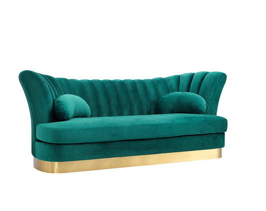 Divani Casa Arvada Modern Green Velvet & Gold Sofa