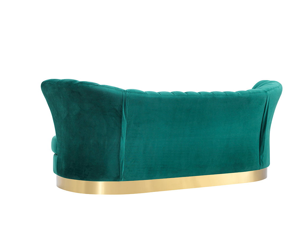 Divani Casa Arvada Modern Green Velvet & Gold Sofa