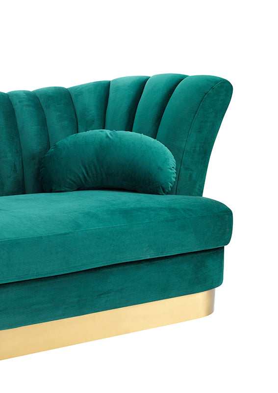 Divani Casa Arvada Modern Green Velvet & Gold Sofa