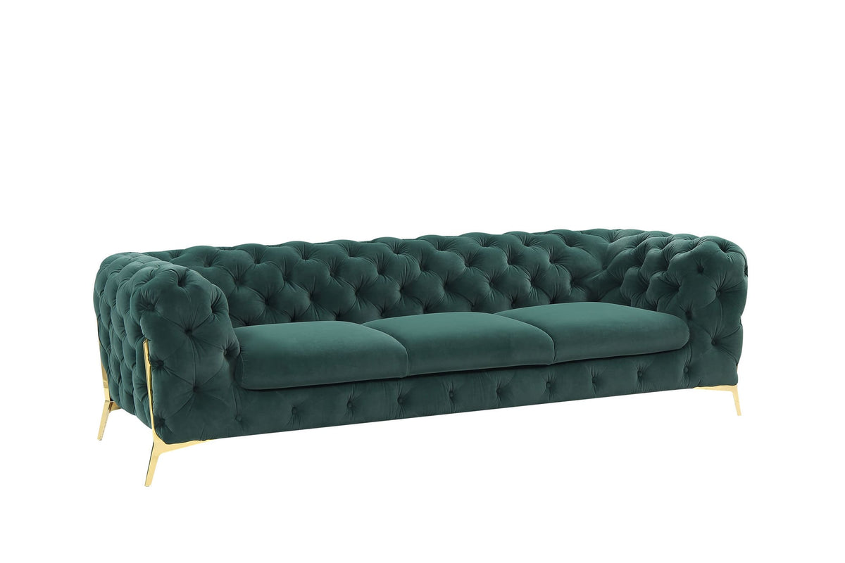Divani Casa Sheila - Modern Emerald Green Fabric Sofa Set