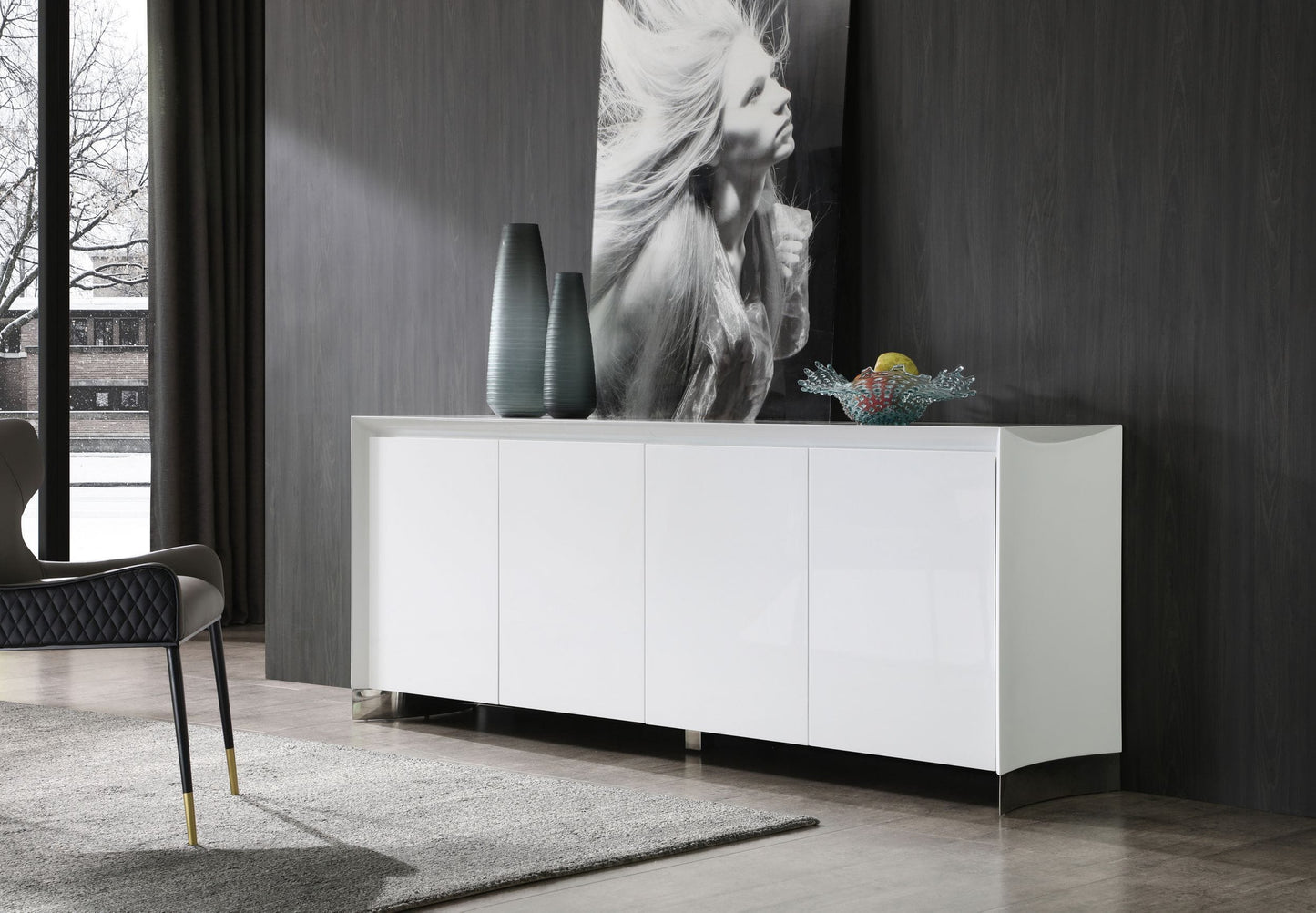 Modrest Siena - Modern White High Gloss Buffet