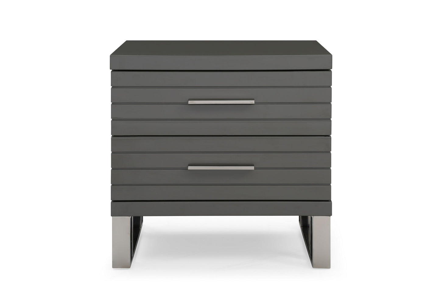 Modrest Splendor - Grey High Gloss Slatted Nightstand