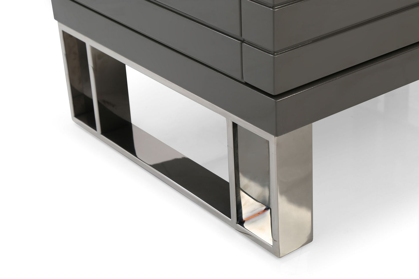 Modrest Splendor - Grey High Gloss Slatted Nightstand