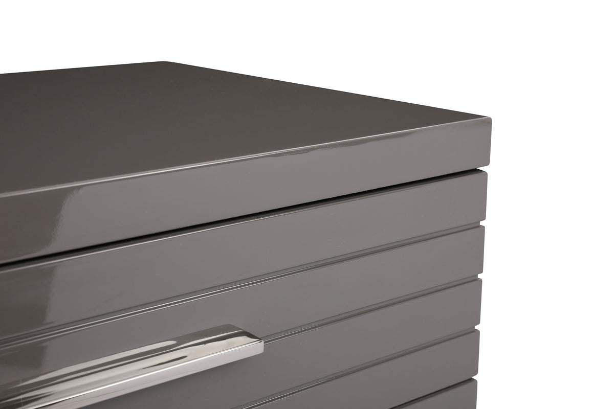 Modrest Splendor - Grey High Gloss Slatted Chest