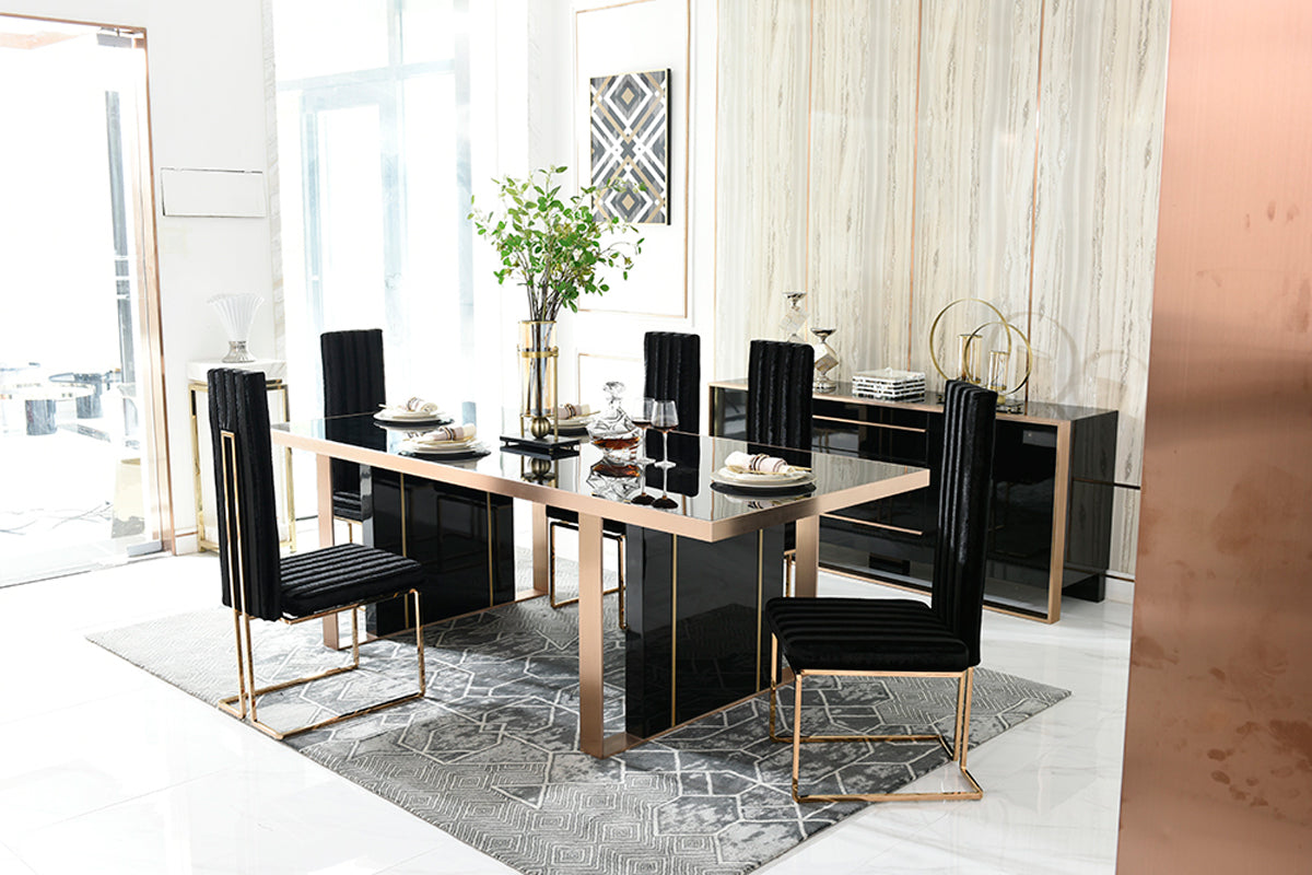 Nova Domus Cartier Modern Black & Rosegold Dining Table