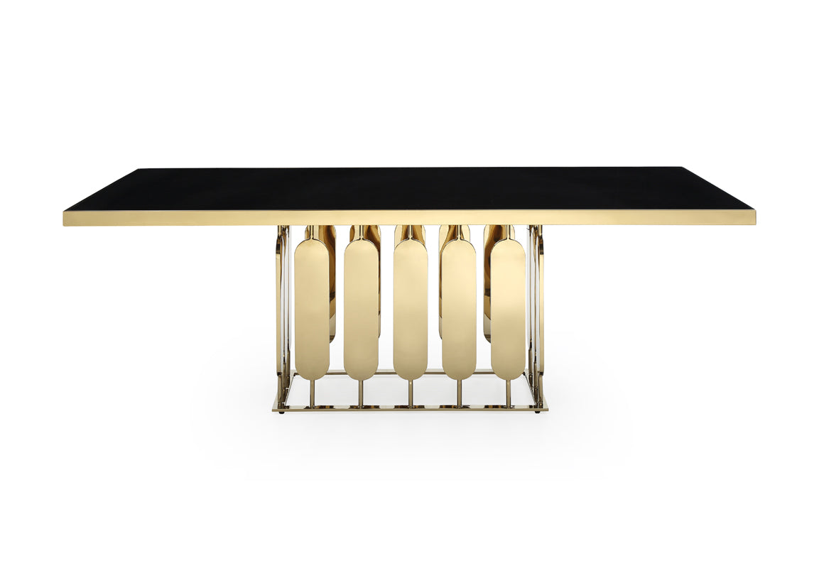 Modrest Griffith Modern Black Glass & Gold Dining Table