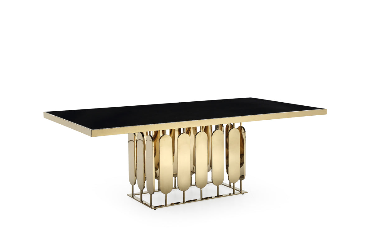 Modrest Griffith Modern Black Glass & Gold Dining Table