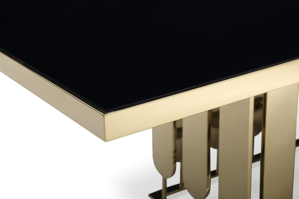 Modrest Griffith Modern Black Glass & Gold Dining Table