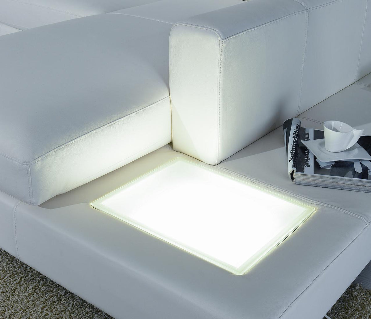 Divani Casa T35 Modern White Leather Sectional Sofa With Light