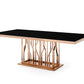 Modrest Marston Modern Black Glass & Rosegold Dining Table