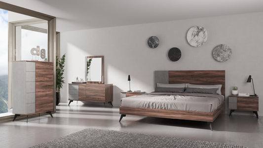 Nova Domus Palermo - Modern Italian Faux Concrete & Walnut Bed