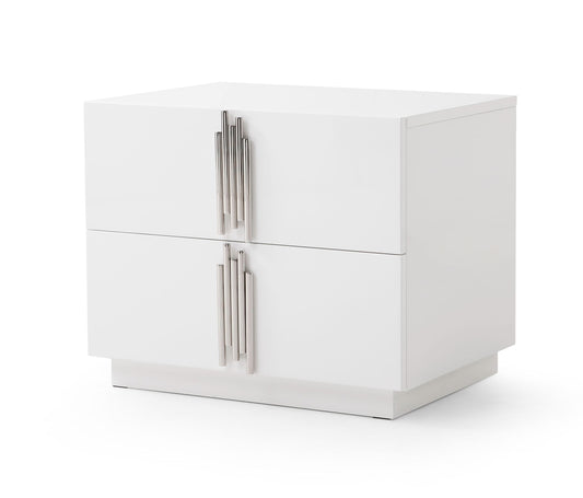 Modrest Token - Modern White & Stainless Steel Nightstand