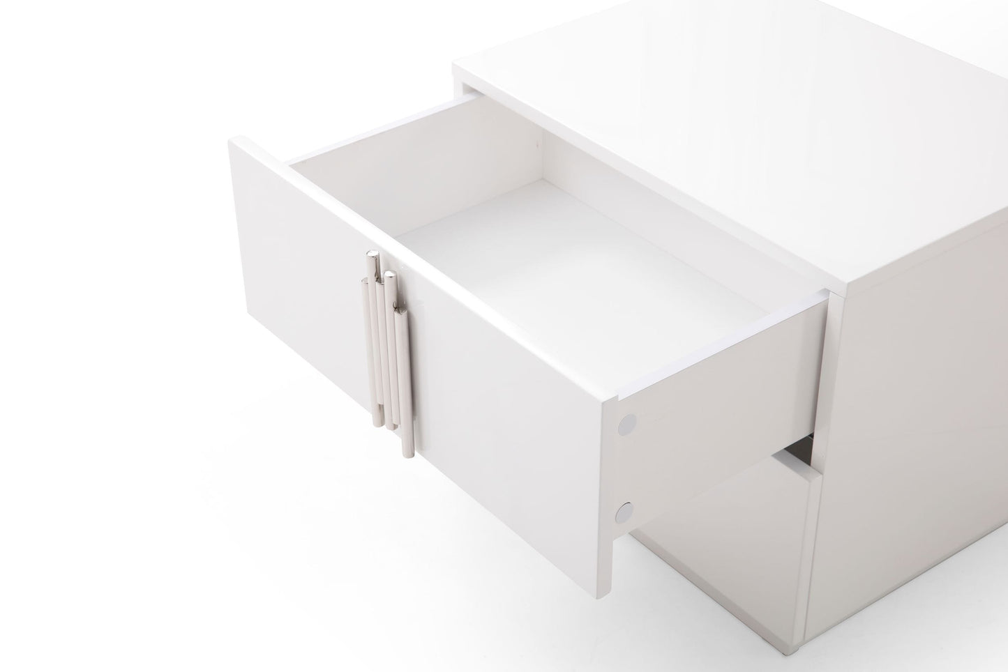 Modrest Token - Modern White & Stainless Steel Nightstand