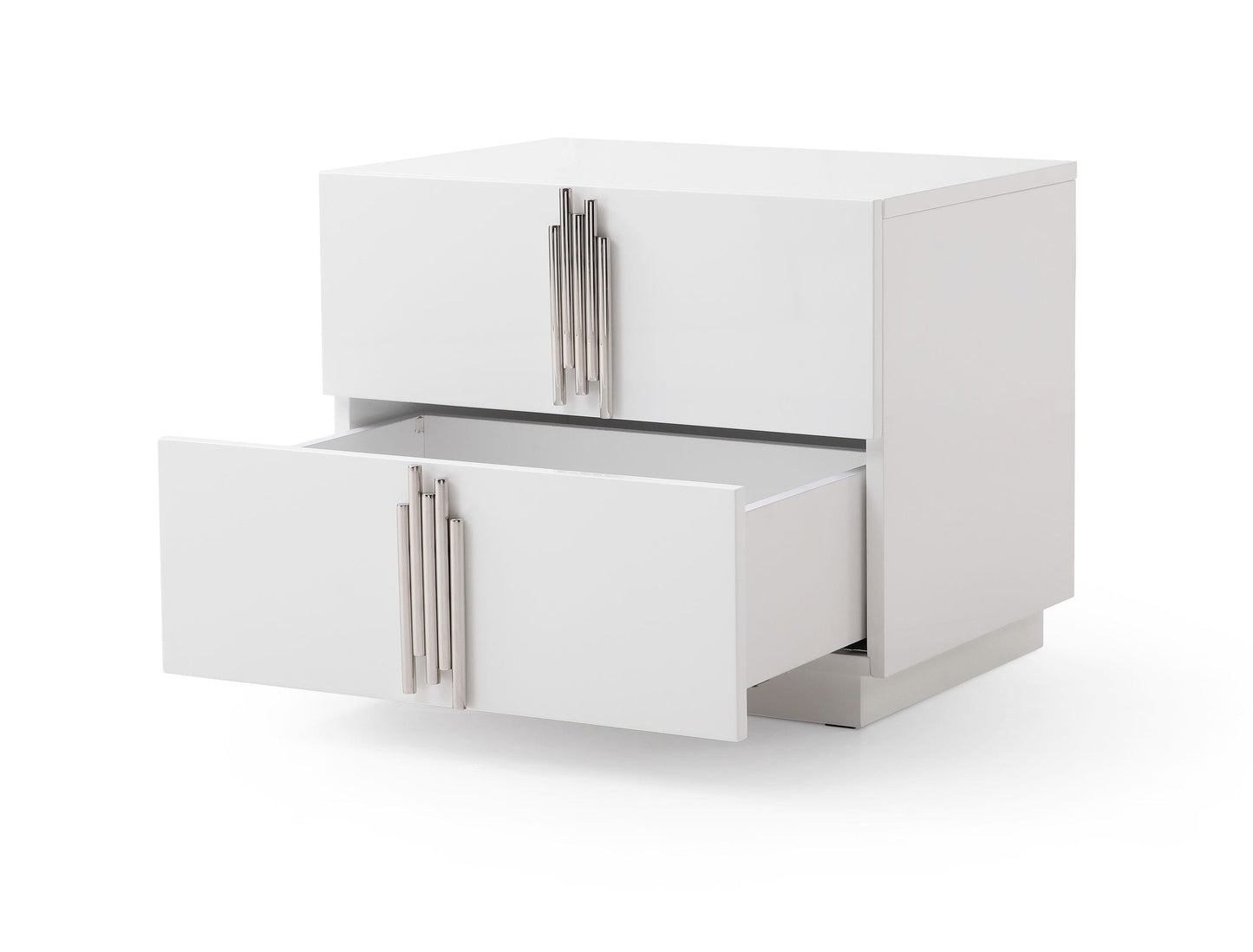 Modrest Token - Modern White & Stainless Steel Nightstand
