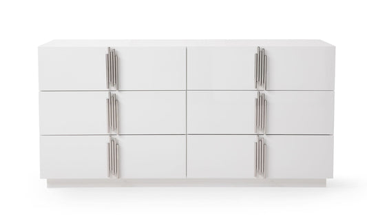 Modrest Token - Modern White & Stainless Steel Dresser