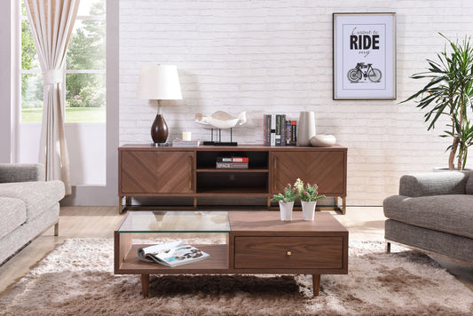 Modrest Chevron Modern Walnut TV Stand