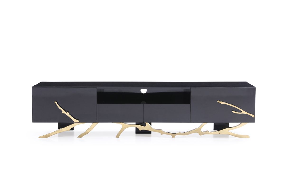 Modrest Legend Modern Black & Champagne Gold TV Stand
