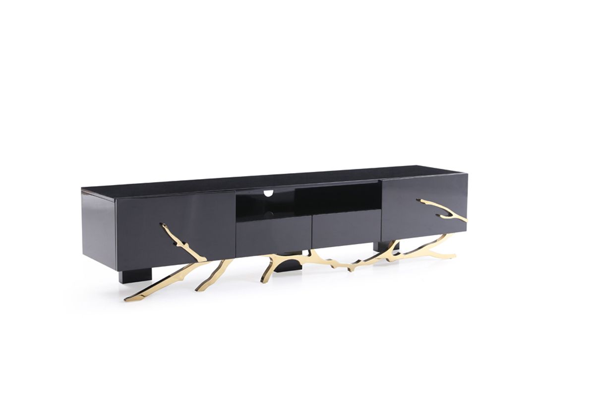 Modrest Legend Modern Black & Champagne Gold TV Stand