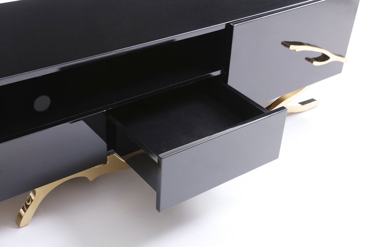Modrest Legend Modern Black & Champagne Gold TV Stand