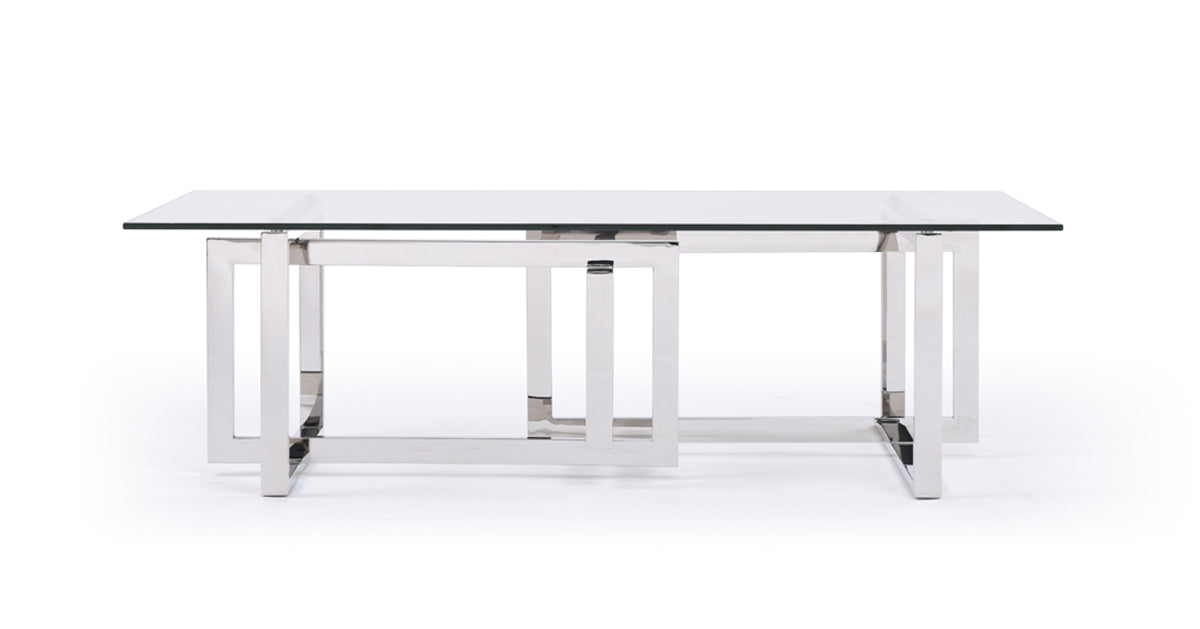 Modrest Valiant Modern Glass & Stainless Steel Coffee Table