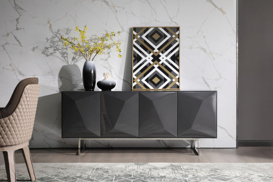 Modrest Vanguard - Modern Dark Grey High Gloss Buffet