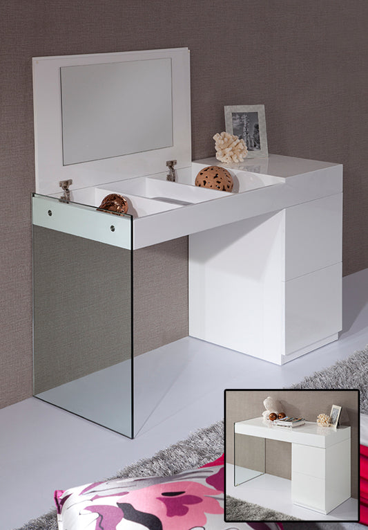 Modrest Volare - Modern White Floating Glass Vanity With Mirror