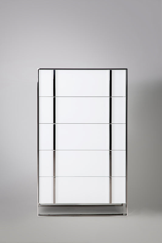 Nova Domus Francois Modern White & Stainless Steel Chest