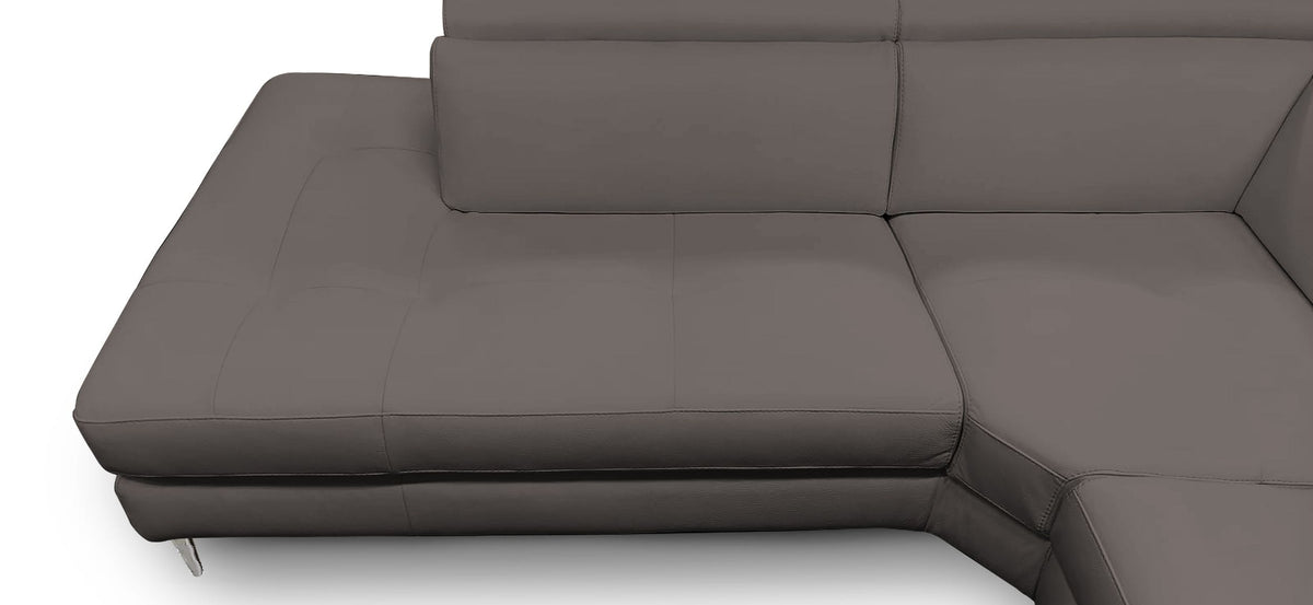 Coronelli Collezioni Viola - Italian Contemporary Grey Leather Left Facing Sectional Sofa