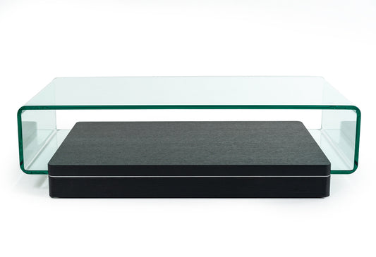 Modrest Vitro Modern Glass and Oak Coffee Table